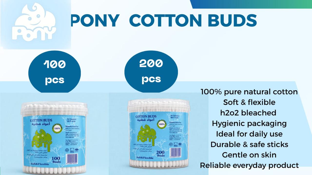 Pony cotton buds jars, 100 and 200 buds